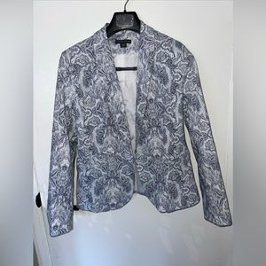 Covington Blazer Jacket Lined Women Size M Blue White Paisley Long Sleeve